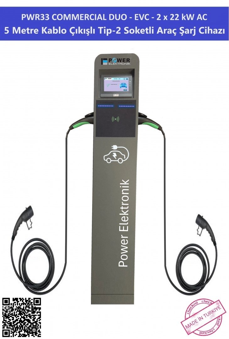 PWR33 Commercial DUO -EVC-2x22 kW EV Charger